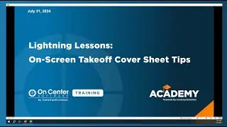 On-Screen Takeoff Cover Sheet Tips