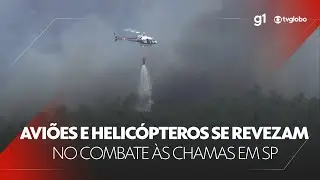 Aviões e helicópteros se revezam no combate às chamas em São Paulo | #JN #g1 #noticias