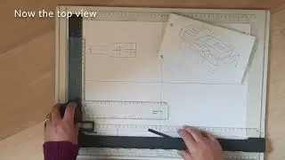 Technical drafting ISO to front top and sideview