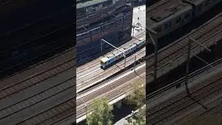 Metro Train across the rail bridges between Flinders St & Southern Cross Stations