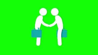Business shake hands icon green screen | animated icon green screen