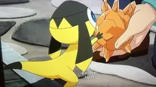 Pokemon X and Y Helioptile evolves into Heliolisk