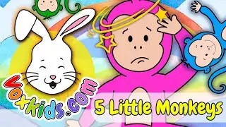 Five Little Monkeys 🌙✨ 💕 5 Monkeys Jumping On The Bed  Song 🎵 | MyVoxSongs @NurseryRhymes