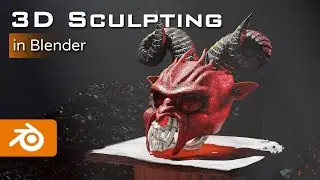 Blender Sculpting Demon Mask Time-lapse | Blender 3.6 |  dyntopo