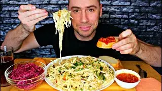 MUKBANG Спагетти с курицей в сливочном соусе / ASMR / МУКБАНГ / Мукбанг Сеня / eating show / 먹방