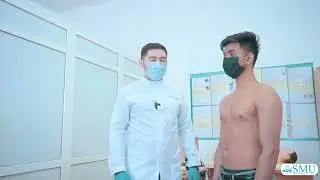 Palpation of lung region