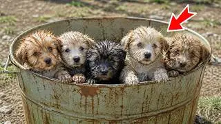 The puppies spent several days in a barrel. When people looked inside, they were shocked!