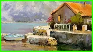 Урок живописи с нуля. Как нарисовать Дом у воды. Александр Южаков