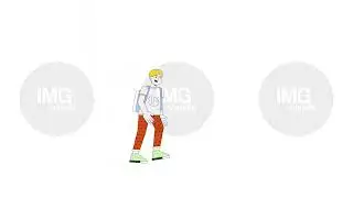 Caucasian schoolboy goodbye waving line 2D character animation
