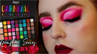 DEEP PINK GLITTER CUT CREASE MAKEUP TUTORIAL! RUBY INSPIRED | GEMSTONE SERIES | KYRIELLELARA