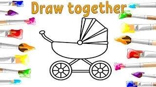 Draw and color a stroller for your favorite doll | Рисуем и раскрашиваем коляску для любимой куклы