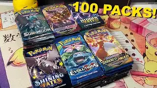 We Opened 100 Packs of Pokémon Cards From Various Sets!!