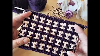 Двухцветный узор спицами 
