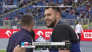 Konrad Bukowiecki 22.04m and 22.25m, EU23R, Chorzow 2019