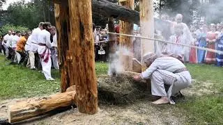 Добывание обрядового огня. Окунево-Солцестояние 2019.