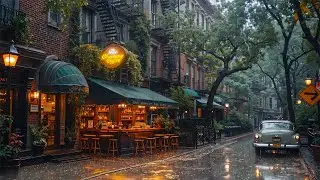 Nostalgic Rainy Day Jazz in New York ☕Cozy Coffee Shop Ambience and Quiet Jazz Music for Focus ,Calm
