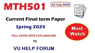 MTH501 Current Finalterm Paper Spring 2024