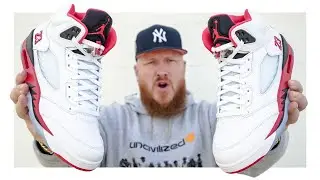 HOW GOOD ARE THE JORDAN 5 FIRE RED BLACK TONGUE SNEAKERS?! (In Hand & On Feet Review)