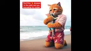 The kitten 🐈 drowned in the water and was rescued by its mother#kitten #cat #shortsfeed #shorts