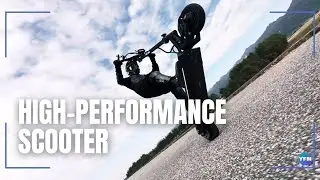 This high-performance electric scooter can reach speeds of 55 mph