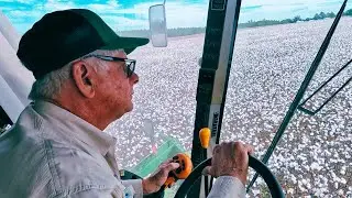 Dad's First Time Picking Cotton With A 6 Row Picker