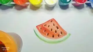 Как нарисовать кусочек арбуза поэтапно, рисуем арбуз поэтапно