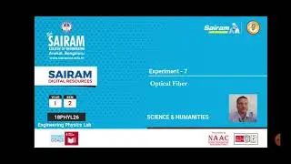 Lab Lecture video_18PHYL26_Experiment 7_Optical Fiber _Prakash V