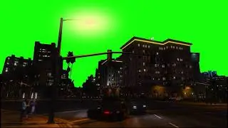 green screen in city
