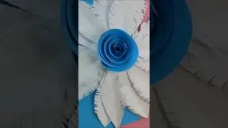 White & blue paper flower tutorial #diy #craft #shorts