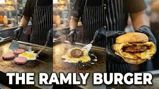 🍔 Juicy Patty Wrapped in Omelette on a Massive Grill!  Easy Street Burger 🔥 The Ramly Burger!