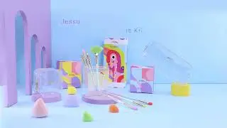 Jessup Colorful Makeup Tool Kit with 5 Sponges + Storage Case + PU Bag T319