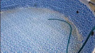 How to drain water from a pool using a hose and what chemicals to use to prevent blooming