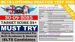 IELTS LISTENING PRACTICE TEST 2025 WITH ANSWERS | 30.09.2025