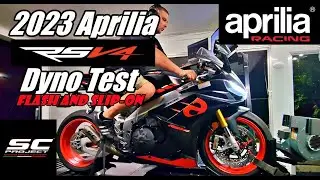 2023 Aprilia RSV4 Dyno test with a Flash and SC slipon exhaust