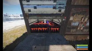 Rust: 4 large boxes in 1 square foundation w/ flame turret