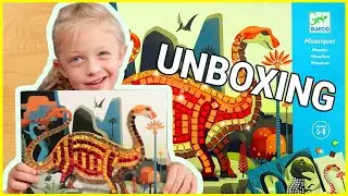 Kids Art Craft Djeco Dinosaur Mosaic Kit Unboxing