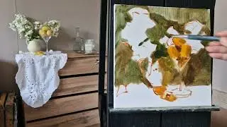 Абрикосы и флоксы. Этюд без сокращений и монтажа. Живопись маслом.