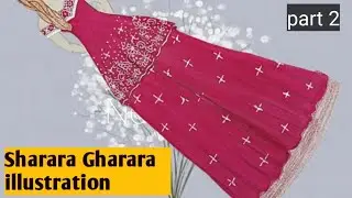 Sharara Gharara illustration | part -2 | fashion illustration | step by step | fashion designing