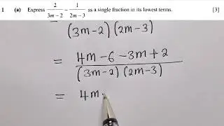 Simplify Algebra Fraction | 2023 Internal Question 1a |