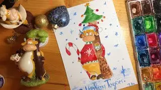 Новогодняя открытка. Бык- символ нового года. Как легко нарисовать быка.