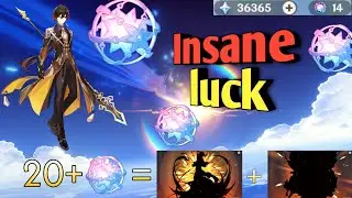 Zhongli pull insane luck 20 summons | F2P | Genshin Impact 2.4