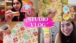 STUDIO VLOG✨🎨 Restocking Stickers, Trying out Watercolor Canvas, Art Events in Phoenix & Nashville!
