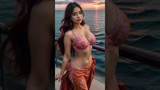 4K AI ART indian Lookbook Model Al Art video Sunset by the Sea 1