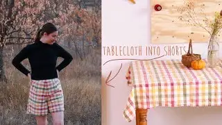 High Waisted Vintage Shorts Out of an Old Tablecloth