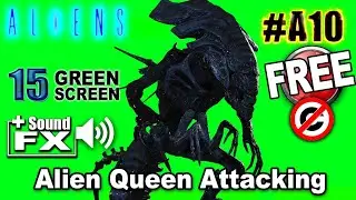 Alien Queen Attacking Green Screen 3D