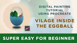 EASY TUTORIAL PROCREATE Full Digital Drawing Process - Village Inside The Eggball for Christmas 🎄