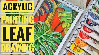 Easy and Colourful Topical Leaf Arylic Painting | Step-by-Step Tutorial.