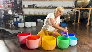Vibrant Harmony: Colored Chakra Set of Crystal Singing Bowls for Complete Energy Balance