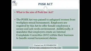 POSH Act- what is POSH Act & its Aim for woman safety at workplace. #poshact #hrcareer #womansafety