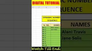 Dynamic Number List in Excel | Dynamic Serial Number in Excel  